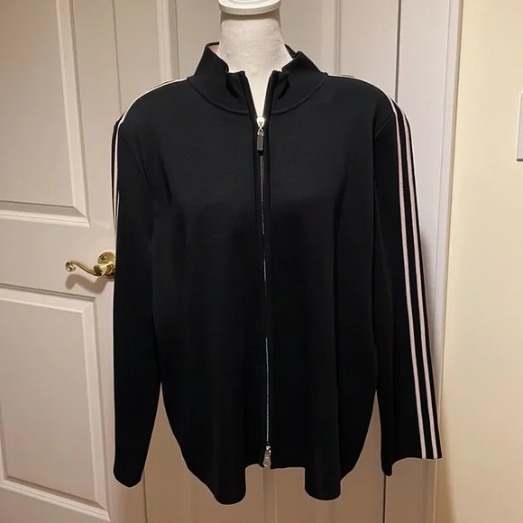 Garfield & Marks black zip jacket with pale pink stripes. Size XL. VGUC - Picture 2 of 6
